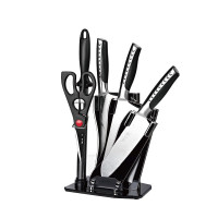 张小泉 银光套刀六件套 斩骨刀切片刀小厨刀厨房剪磨刀棒刀座 D3056010