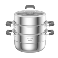 Joyoung九阳蒸锅304不锈钢蒸锅家用多功能三层蒸锅燃气灶炖蒸煮一体锅 32cm[CF32T-CZ715]个
