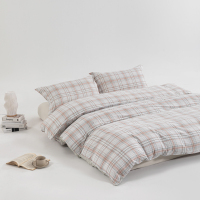 無印良品 磨毛四件套北欧纯棉被套床单 轻奢生活 绿四线格 200*230