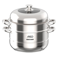 爱仕达(ASD)蒸致易收纳不锈钢两层蒸锅 银色 ZS28A3J 28cm 台