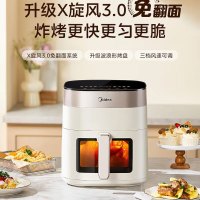 美的(Midea)空气炸锅 家用AI智能烹饪免翻面全自动微蒸汽嫩烤可视大视窗 6.5L大容量升级金属内腔 KZC6517