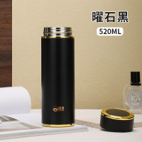匡迪 新款316L保温杯男女士大容量商务茶水分离杯车载便携泡茶杯子 5233曜石黑-520ml