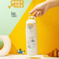 匡迪 7101保温杯316L不锈钢大容量吸管杯便携学生双饮水杯子 7101-象牙白600ml