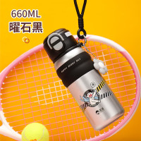 匡迪 7117保温杯316L男女学生高颜值卡通双饮水杯户外便携水壶 匡迪7117曜石黑-660ml