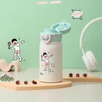 匡迪 7130儿童316L保温杯男女学生校园便携吸管杯办公家用双饮口休闲杯 匡迪7130薄荷绿-280ml