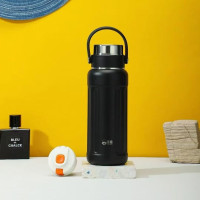 匡迪 7131新款304不锈钢真空保温杯男女士儿童学生便携防漏大容量水杯 7131曜石黑-600ml