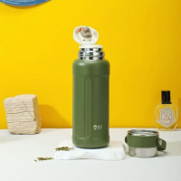 匡迪 7131新款304不锈钢真空保温杯男女士儿童学生便携防漏大容量水杯 7131迷彩色-600ml