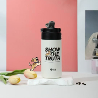 匡迪 7132 保温杯304不锈钢保温杯 高颜值MiNi吸管杯便携水杯学生上学专用 7132-曜石黑300ml