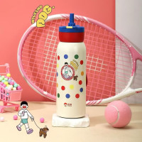 匡迪 7133双饮保温杯女2025新款高颜值水杯316L儿童学生上学专用吸管杯定制 匡迪7133宝石红-650ml