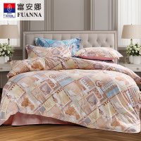 富安娜 印花涤棉床单四件套 追溯·瑾风华 203*229cm桔
