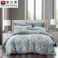 富安娜 纯棉印花四件套 竹影阑珊 203*229cm灰