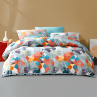 富安娜 牛奶绒印花四件套 北欧风尚 203*229cm橙