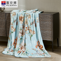 富安娜 双人单层法兰绒毯 忆辰音 180*200cm蓝