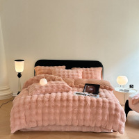 雅鹿兔毛暖绒四件套 豆沙YL5122