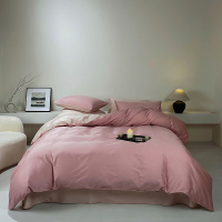 雅鹿60S长绒棉贡缎四件套 清逸-多芬粉豆沙YL5109