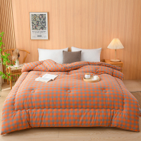 缦雅居无印水洗棉大豆纤维被200*230cm+3000g 浅格橙LSW250233