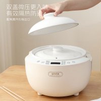 焦亚陶瓷内胆电饭煲 家用无涂层电饭锅柴火饭土陶3升煮饭锅防溢多功能煲汤智能预约电砂锅 白色[陶瓷0涂层内胆] TCFB5