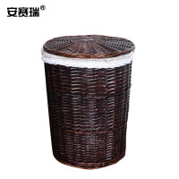 安赛瑞 711792 直径30cm 高38cm 编织收纳篮脏衣篓 (计价单位:个) 咖色
