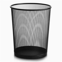 鲸轩 J605 12.5L 26*28cm 中号防锈金属铁丝网格垃圾桶 垃圾桶 (计价单位:个) 黑色