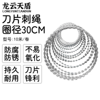 龙云天盾刀片刺绳 圈径30厘米约10米/卷 热镀锌双螺旋加密防爬防盗围墙刀片刺丝网刺丝滚笼刀片刺绳