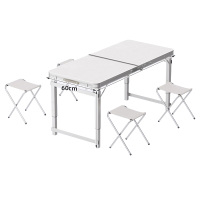 植巾 JYZY100 桌子1.15m*60cm 布凳25cm*39cm*4 一桌四椅 户外折叠桌椅 1套 白色