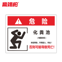 高翊柏 10021091 有限空间受限警示牌告知卡(化粪池1)60x80cm 车间提示标志PVC板标识牌安全警示牌