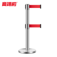 高翊柏 10030215 一米线栏杆礼仪柱 银色双层款配3米带 沙盘增重 隔离带伸缩带警戒线银行排队护栏商场围栏