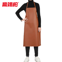 高翊柏 17030500 pu皮革围裙 棕色小号 耐酸碱无袖工作服 防水防油皮革围裙