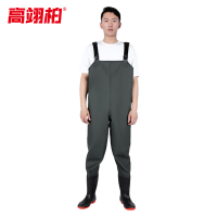 高翊柏 17030122 半身下水裤 60丝绿色针织 37码 pvc涉水裤加厚耐磨连体防水背带裤防水裤