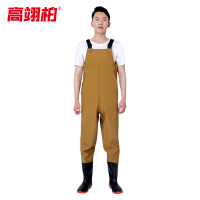 高翊柏 17030135 半身下水裤 75丝黄色针织 38码 pvc涉水裤加厚耐磨连体防水背带裤防水裤