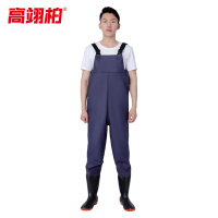 高翊柏 17030168 半身下水裤 75丝蓝色针织 47码 pvc涉水裤加厚耐磨连体防水背带裤防水裤