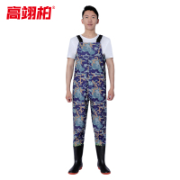 高翊柏 17030173 半身下水裤 75丝蓝花纹针织 40码 pvc涉水裤加厚耐磨连体防水背带裤防水裤