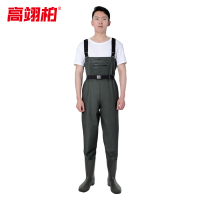高翊柏 17030204 半身下水裤 85丝绿色双护膝 47码 pvc涉水裤加厚耐磨连体防水背带裤防水裤