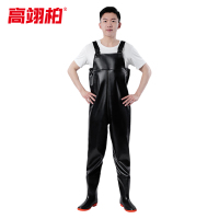 高翊柏 17030205 半身下水裤 100丝仿皮纹 36码 pvc涉水裤加厚耐磨连体防水背带裤防水裤