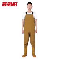 高翊柏 17030223 半身下水裤 100丝黄色针织 42码 pvc涉水裤加厚耐磨连体防水背带裤防水裤