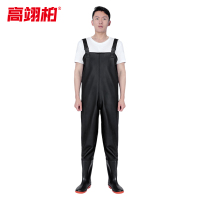 高翊柏 17030234 半身下水裤 105丝黑色橡胶 41码 pvc涉水裤加厚耐磨连体防水背带裤防水裤