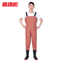 高翊柏 17030247 半身下水裤 105丝红色橡胶 42码 pvc涉水裤加厚耐磨连体防水背带裤防水裤