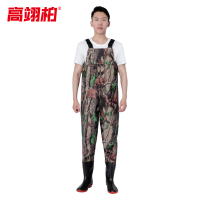 高翊柏 17030254 半身下水裤 105丝拉绒花纹 37码 pvc涉水裤加厚耐磨连体防水背带裤防水裤