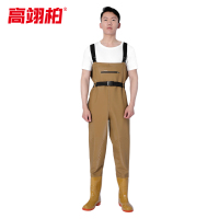 高翊柏 17030270 半身下水裤 105丝黄色双护膝 41码 pvc涉水裤加厚耐磨连体防水背带裤防水裤