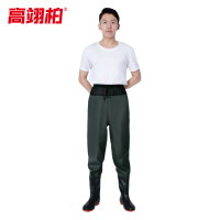 高翊柏 17030289 齐腰下水裤 60丝绿色腰叉 36码 pvc涉水裤加厚耐磨半身作业裤洗车防水裤