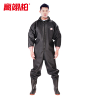 高翊柏 17030303 全身下水裤 75丝黑色针织袖口款 38码 pvc涉水裤加厚耐磨连体防水背带裤洗车防水裤