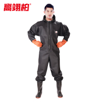 高翊柏 17030318 全身下水裤 75丝黑色针织手套款 41码 pvc涉水裤加厚耐磨连体防水背带裤洗车防水裤