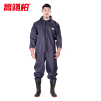 高翊柏 17030329 全身下水裤 75丝蓝色针织袖口款 40码 pvc涉水裤加厚耐磨连体防水背带裤洗车防水裤