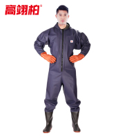 高翊柏 17030341 全身下水裤 75丝蓝色针织手套款 40码 pvc涉水裤加厚耐磨连体防水背带裤洗车防水裤