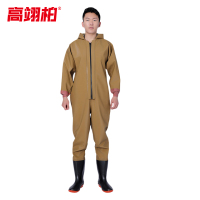 高翊柏 17030356 全身下水裤 80丝黄色针织袖口款 43码 pvc涉水裤加厚耐磨连体防水背带裤洗车防水裤
