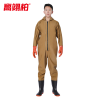 高翊柏 17030368 全身下水裤 80丝黄色针织手套款 43码 pvc涉水裤加厚耐磨连体防水背带裤洗车防水裤