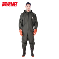 高翊柏 17030392 全身下水裤 80丝绿色针织手套款 43码 pvc涉水裤加厚耐磨连体防水背带裤洗车防水裤