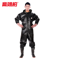 高翊柏 17030407 全身下水裤 100丝仿皮纹袖口款 46码 pvc涉水裤加厚耐磨连体防水背带裤洗车防水裤