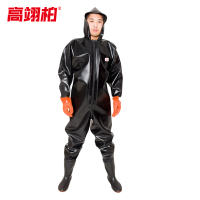 高翊柏 17030409 全身下水裤 100丝仿皮纹手套款 36码 pvc涉水裤加厚耐磨连体防水背带裤洗车防水裤