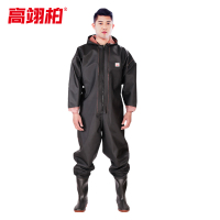 高翊柏 17030421 全身下水裤 100丝黑色橡胶袖口款 36码 pvc涉水裤加厚耐磨连体防水背带裤洗车防水裤
